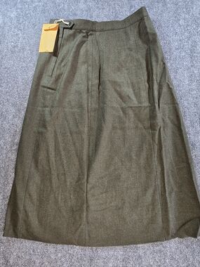 Vintage Military Wool Skirt Womens 16R Olive Green A Line Midi Army Surplus